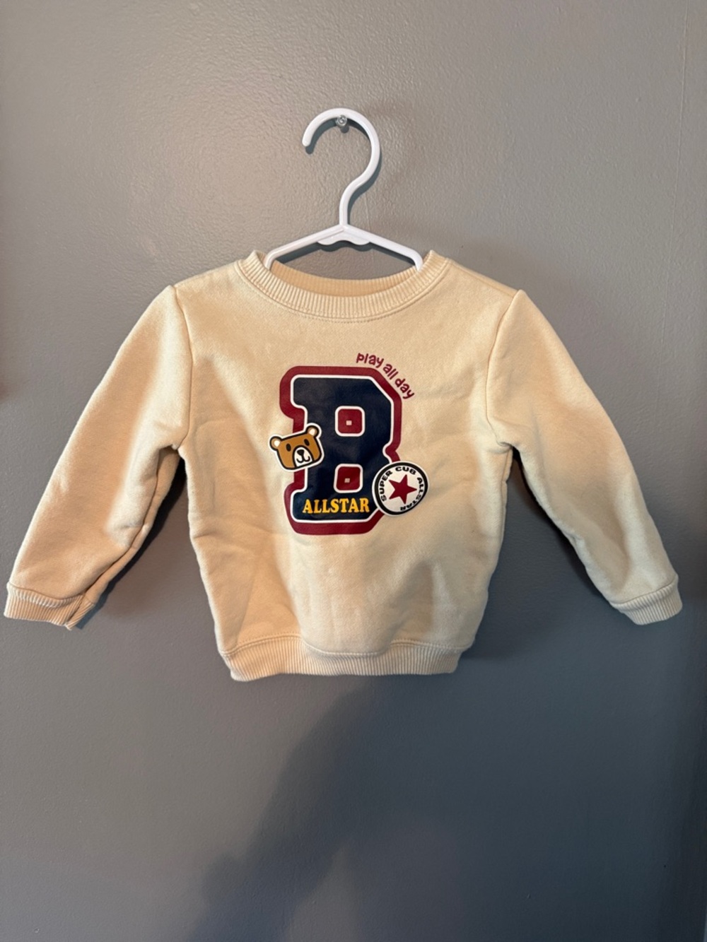 Garanimals Cream Pullover Sweatshirt with Navy & Red 'B' Patch